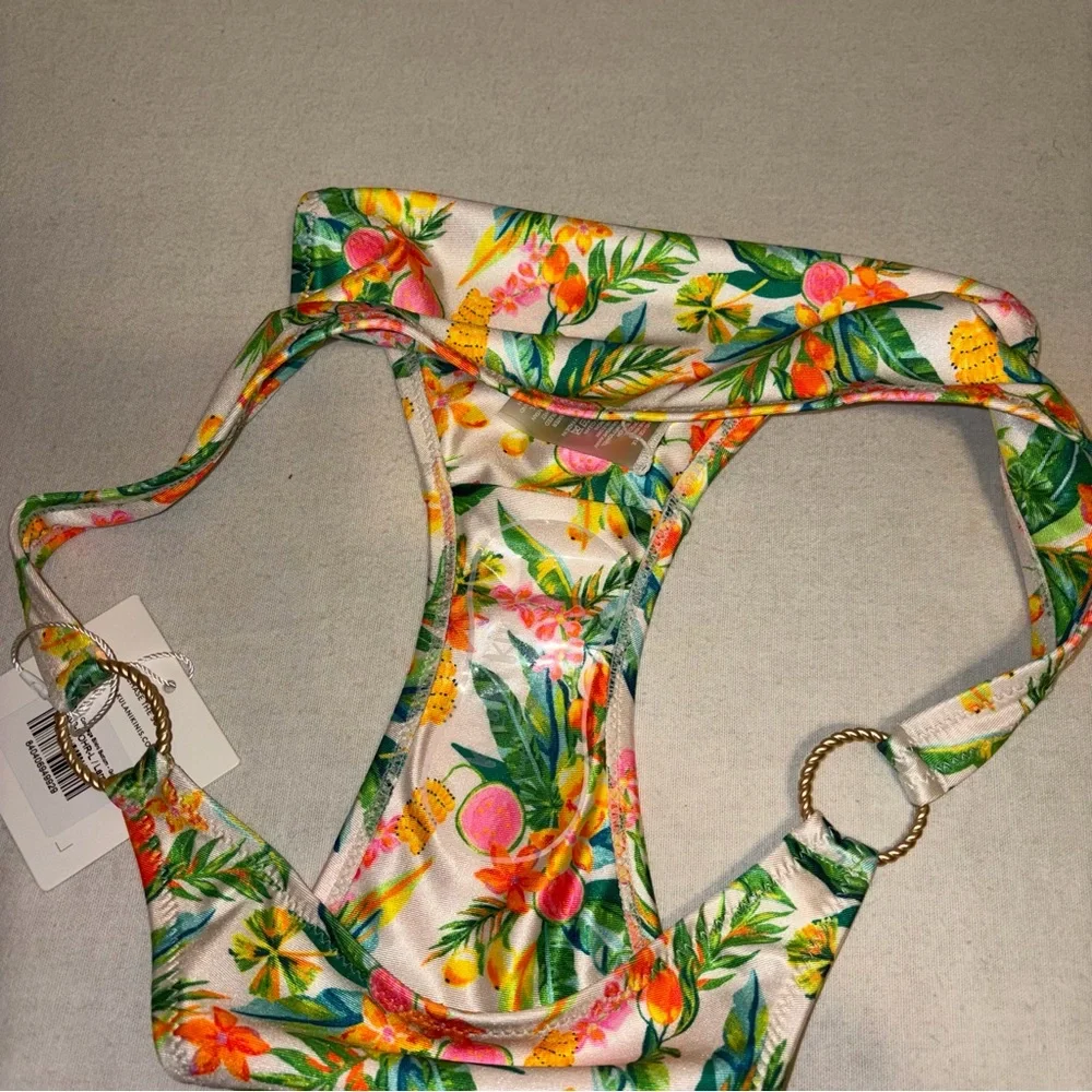Kulani Kinis Golden Hour Bralette Tropical Floral‎ Bikini Bottom and Top Size L